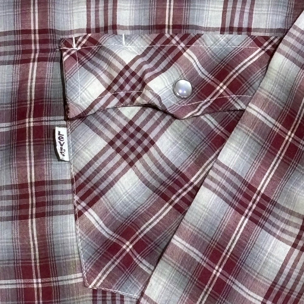 Vintage 70s Levi White Tab Western Super Thin Shirt Size Small Men's - Picture 4 of 10